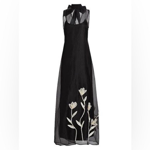 Staud Black Floral Sheer Dress - Picture 6 of 6